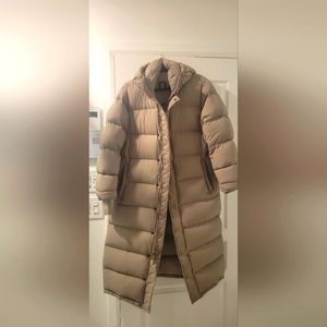 Aritzia Super Puff long coat in Taupe